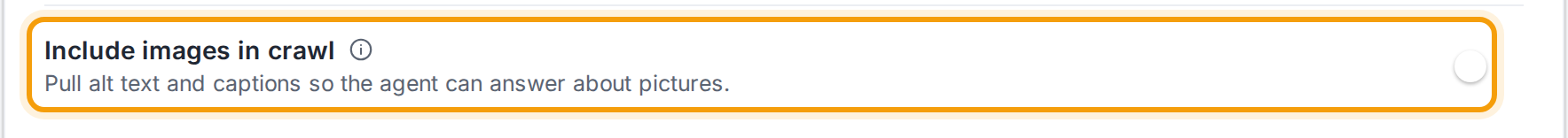 The Include images in crawl setting with its toggle highlighted.