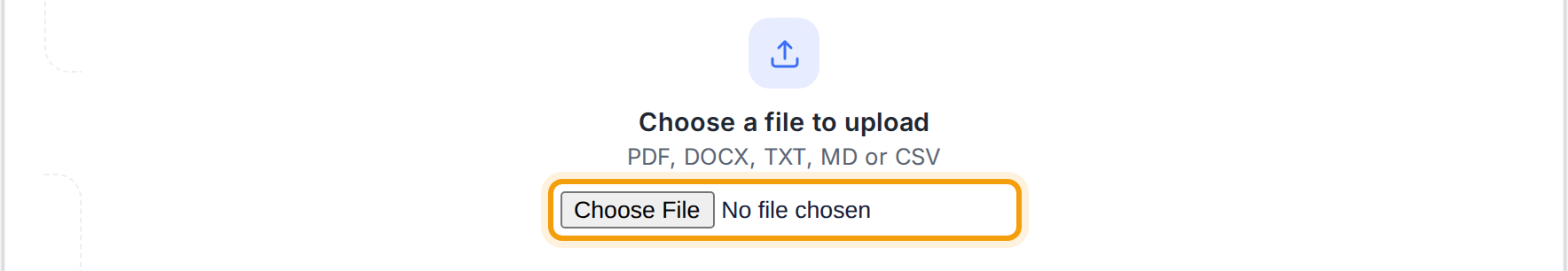 Het uploadgebied met de toegestane formaten en de knop Bestand kiezen gemarkeerd.